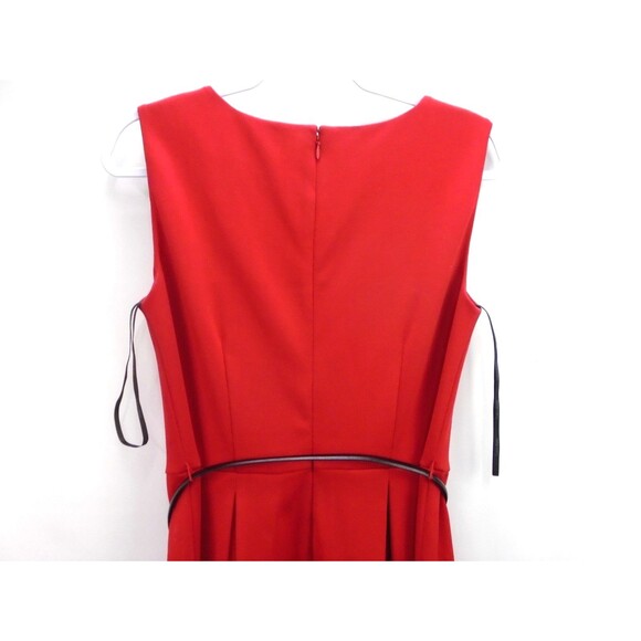 Calvin Klein Women's Fit & Flare Sleeveless Dress Size 8 Belted Red Striped Hem - Picture 7 of 10